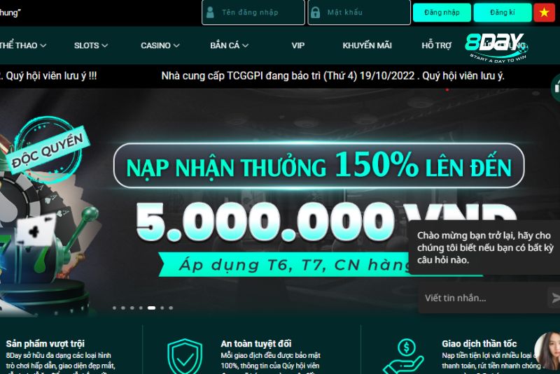 hoàn trả khủng khi nạp và rút tiền 8day